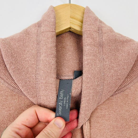 Sweaty Betty Pink Oversized High Neck Logo Dip Hem Yoga Gym Hoodie UK M - Picture 5 of 12